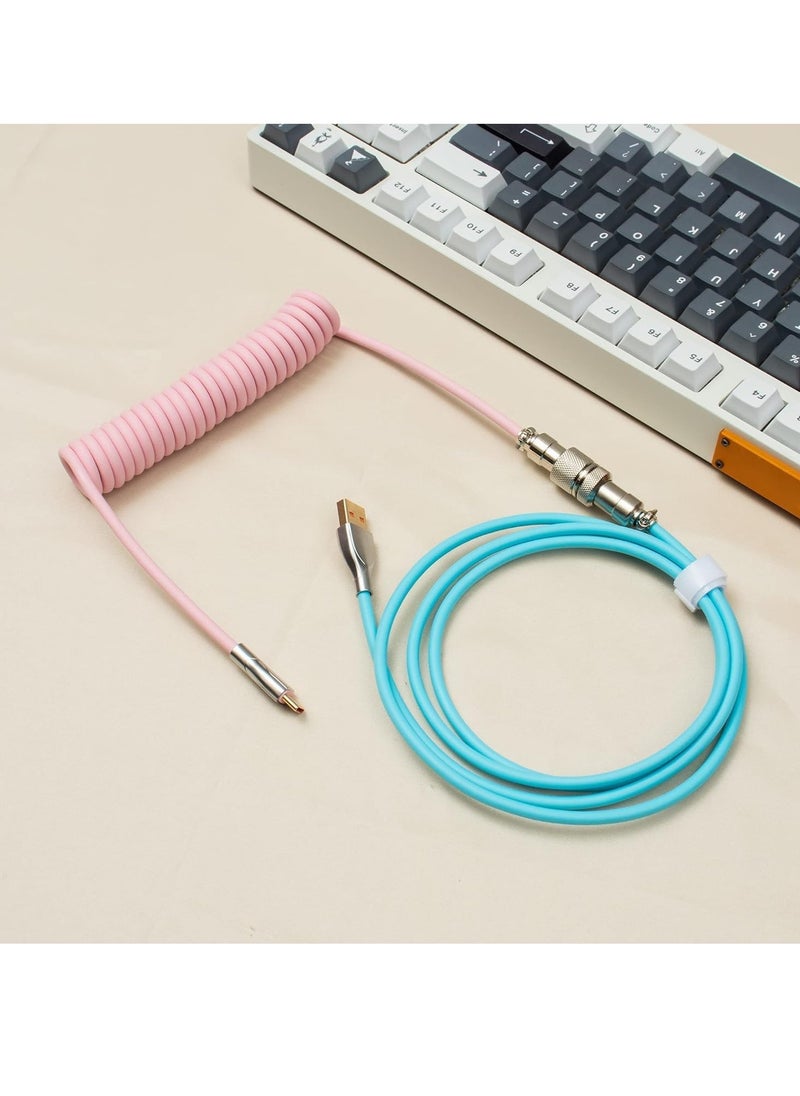 Excefore - Coiled USB Cable, Type C Detachable Mechanical Gaming Keyboard Cable for Win/Mac/Gamers, Suitable for Playstation Xbox Keyboard Mouse USB Flash Drive Printer - Image 1