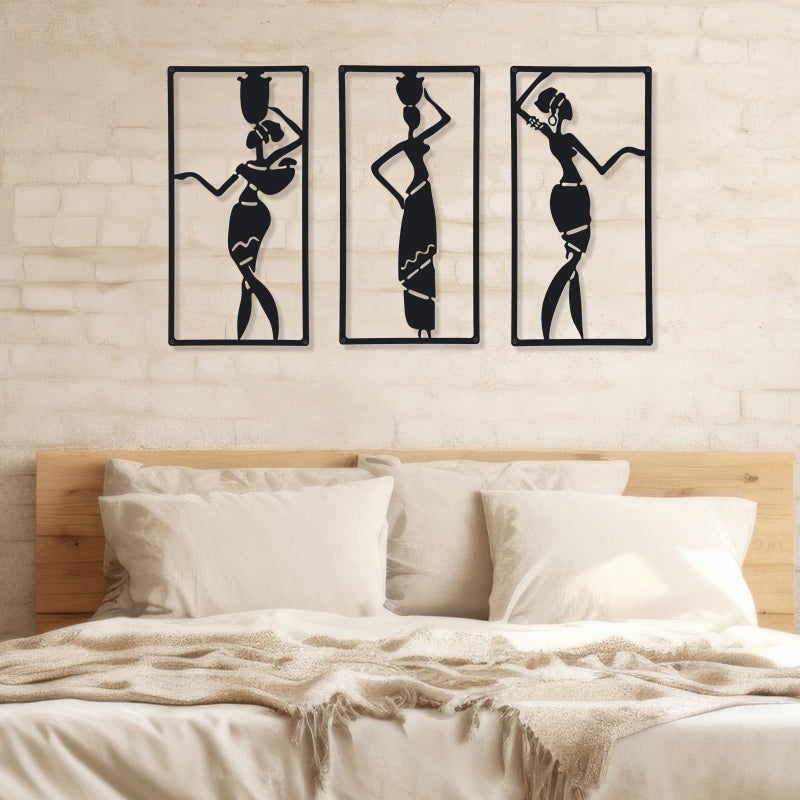 CHENGU 3 Pieces Metal Minimalist Abstract Woman Wall Art Line Drawing Wall Art Decor Single Line Female Home Hanging for Kitchen Bathroom Living RoomArtistic Body - Image 2