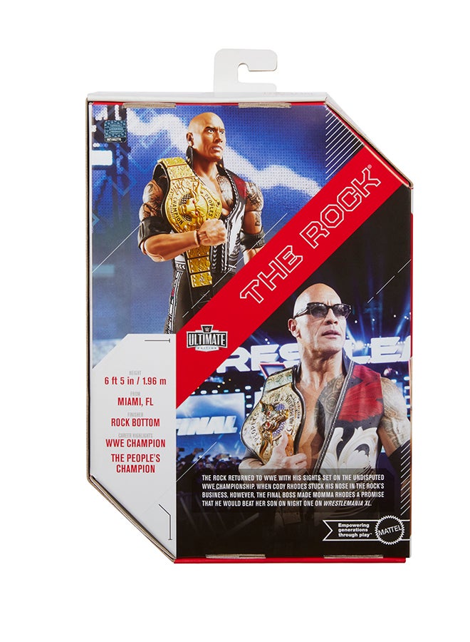 WWE Mattel WWE Ultimate Edition Action Figure & Accessories, 6-inch The Rock Collectible Set, Swappable Heads & Hands, 30 Articulation Points  - Image 2