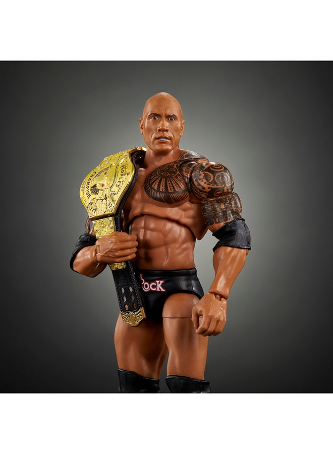 WWE Mattel WWE Ultimate Edition Action Figure & Accessories, 6-inch The Rock Collectible Set, Swappable Heads & Hands, 30 Articulation Points  - Image 4
