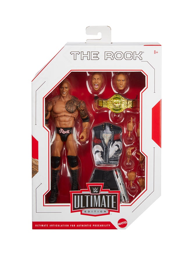 WWE Mattel WWE Ultimate Edition Action Figure & Accessories, 6-inch The Rock Collectible Set, Swappable Heads & Hands, 30 Articulation Points  - Image 3