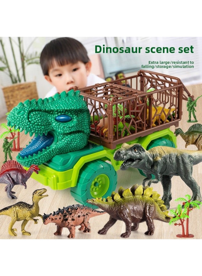 Oversized Dinosaur Engineering Children's Toy Car Set Boys Puzzle Tyrannosaurus Rex Excavator Car Crane Drop Resistant-Color:Super Tyrannosaurus Rex Transporter 30-piece Set 【24 Dinosaurs +3 Eggs, 2 Trees And 1 Nest】】 - Image 2