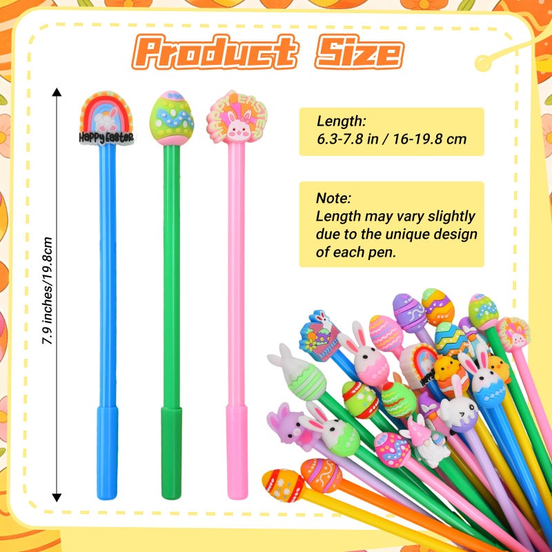 Zhirlyn Easter Party Favor Easter Pens Bulk Cute Fun Kawaii Easter Eggs Rabbit Chicken Shape Gel Ink Pens for School Office Home and Birthday Pen (Easter, 24) - Image 2