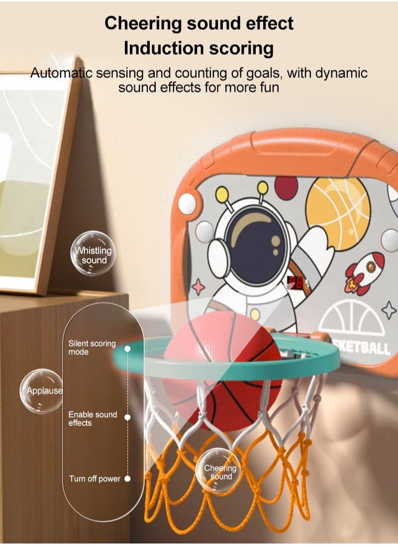 Sharpdo - Folding Basketball Board Children's Hanging Basketball Hoop with Counting Function, Sound Effects, and Ring Toss ,No Drilling Required,Height Adjustable for All Ages, Foldable for Easy Storage - Image 1