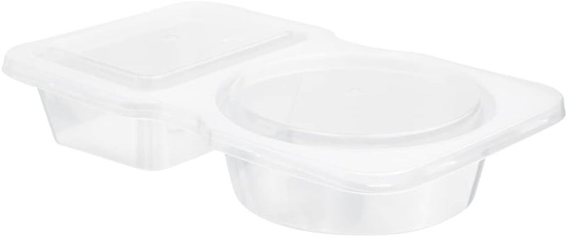Restaurantware Futura 5 Ounce Snack Containers 100 Microwavable Sauce Containers  2 Compartments Hinged Lid Clear Plastic Portion Cups For Condiments Or Dips - Image 2