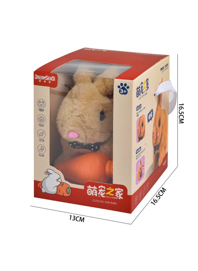 Big Gift Box Simulation Electric Dog Plush Pet Toys Will Call Walking White Rabbit Children's Toys Institutional Gifts-Color:Electric Brown Rabbit ]  - Image 1