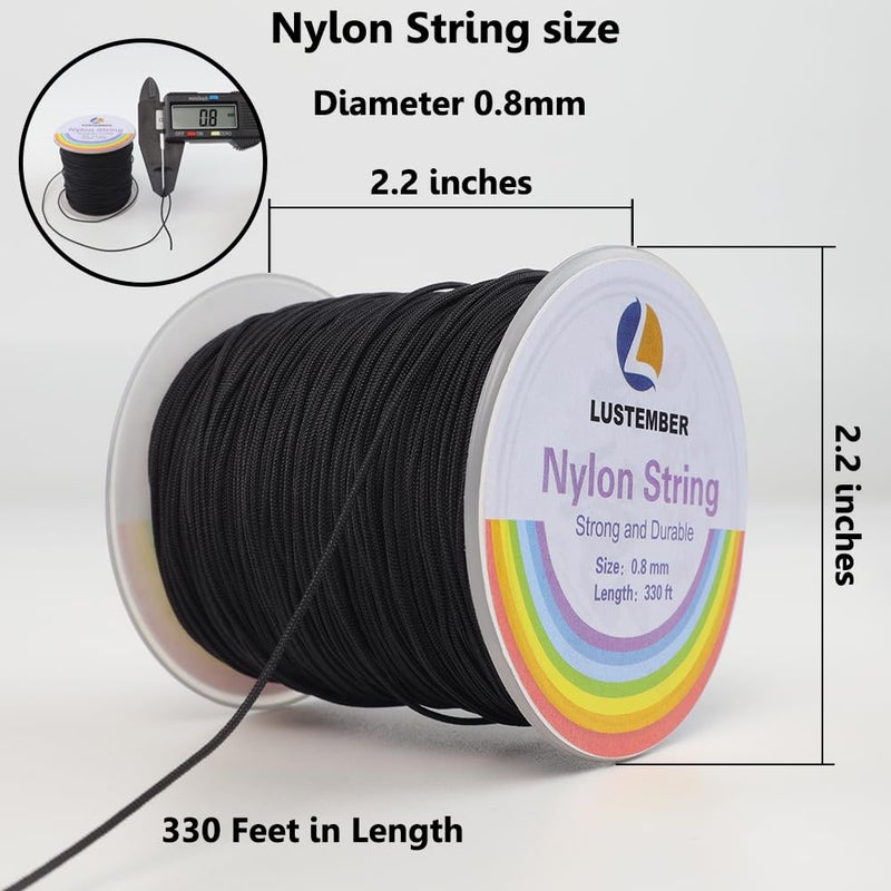 LUSTEMBER 0.8mm Nylon String, Strong Bracelet String, Durable Nylon Cord for Jewelry Making, Bracelets, Beading, Necklaces, Rattail Braiding, Kumihimo, Wind Chimes, Blinds and Handicrafts - Image 2