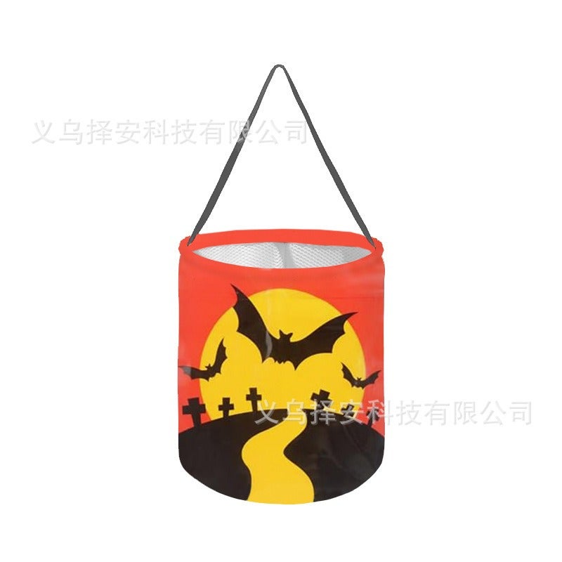 Ze An Halloween Candy Bucket with Pumpkin Ghost Design, LED Light-Up Trick-or-Treat Bag for Children's Day - Image 1