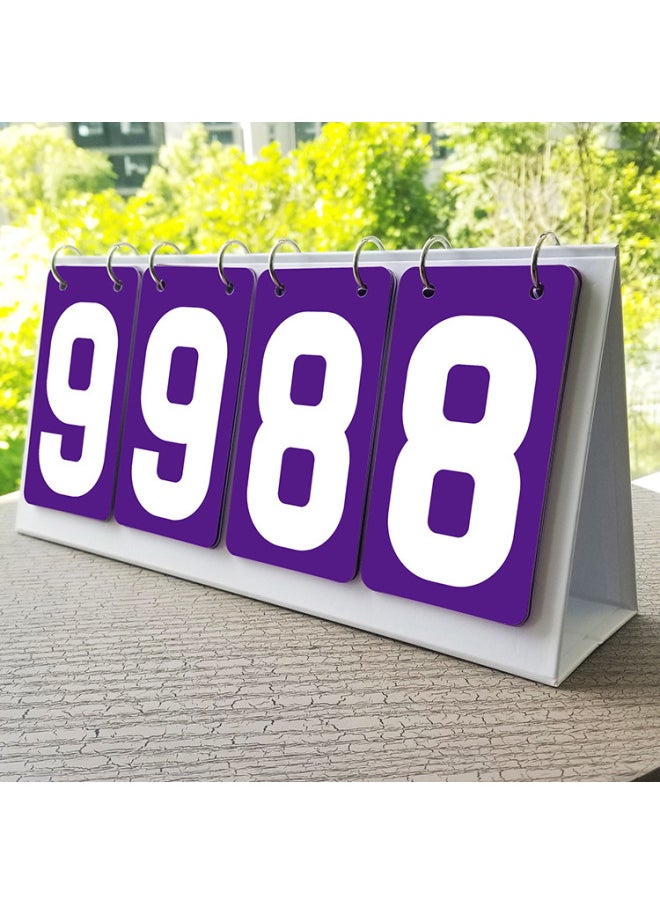 Generic Competition Scoreboard Activity Flip Card Red Yellow Blue Green Gray Scoring Card Early Education Color Number Card-Specifications:Four-digit Purple Plastic Scoreboard  - Image 1