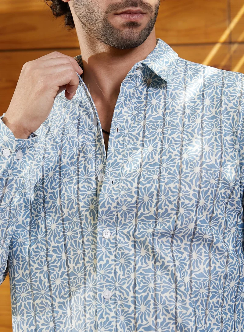 كامبوس سوترا Men's Powder Blue Retro Lume Shirt