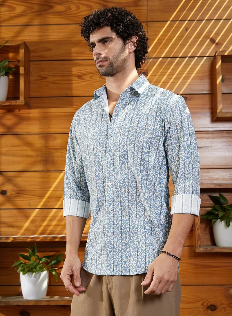 كامبوس سوترا Men's Powder Blue Retro Lume Shirt