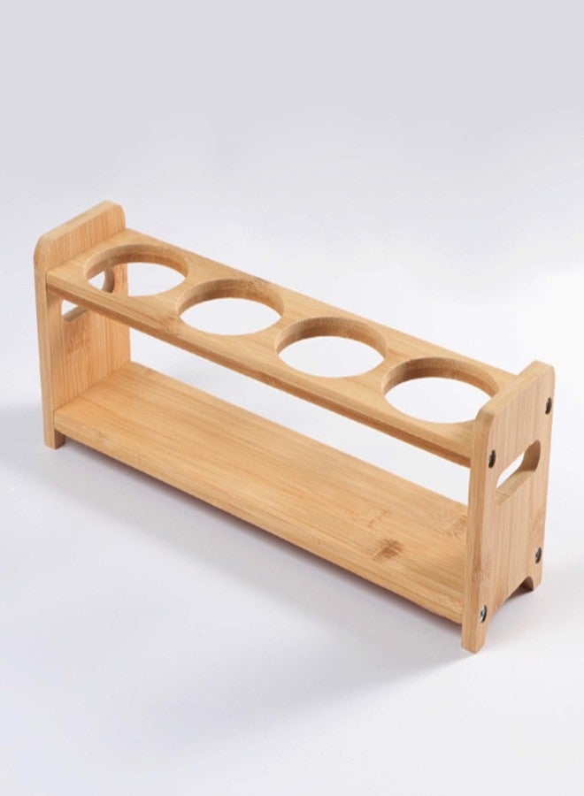 HAOHIZE Oil Bottle Rack, 4 Holes Wooden Kitchen Oil Bottle Organizer Rack Rectangle Slot Oil Vinegar Bottle Storage Display Rack Kitchen Dispenser Olive Jar Standing Shelf Rack (Round Slots) - Image 3