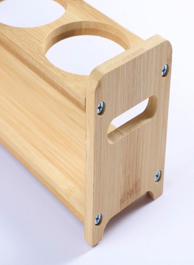 HAOHIZE Oil Bottle Rack, 4 Holes Wooden Kitchen Oil Bottle Organizer Rack Rectangle Slot Oil Vinegar Bottle Storage Display Rack Kitchen Dispenser Olive Jar Standing Shelf Rack (Round Slots) - Image 4