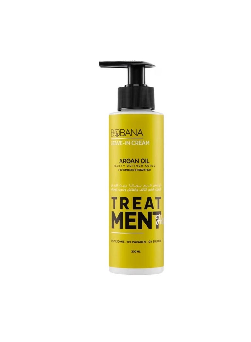 BOBANA Argan Oil Leave-In Cream Treatment for Frizz-Free Curls, 200ml