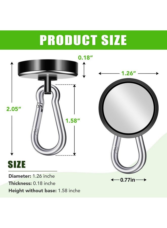 E BAVITE Carabiner Magnetic Hooks, 110LBS Strong Black Magnetic Hooks Heavy Duty with Swivel Carabiner Hook, Great for Hanging for Cruise, Garage, Kitchen, Refrigerator, Locker (12-Pack) - Image 1