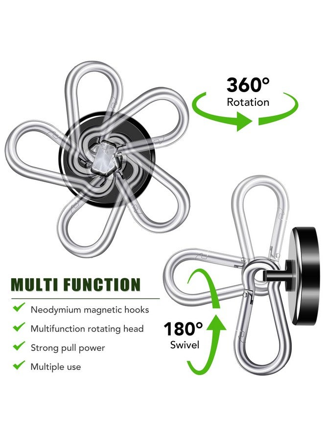 E BAVITE Carabiner Magnetic Hooks, 110LBS Strong Black Magnetic Hooks Heavy Duty with Swivel Carabiner Hook, Great for Hanging for Cruise, Garage, Kitchen, Refrigerator, Locker (12-Pack) - Image 2