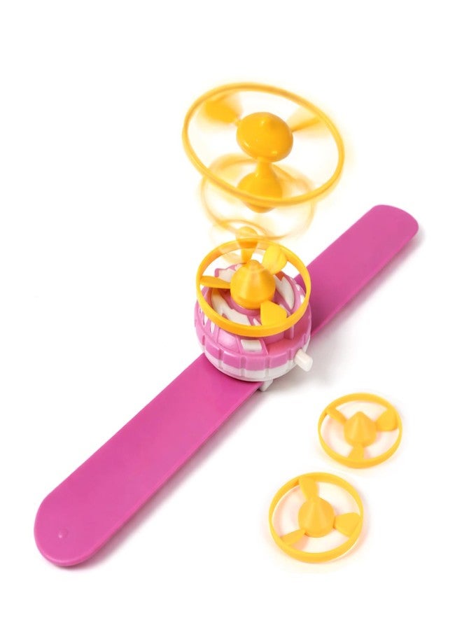 KolorFish Indoor Outdoor Play Spinning and Flying Disc Slap Wristband Disc Launcher Slap Band with Frisbee Toys for Kids (Pink) - Image 1