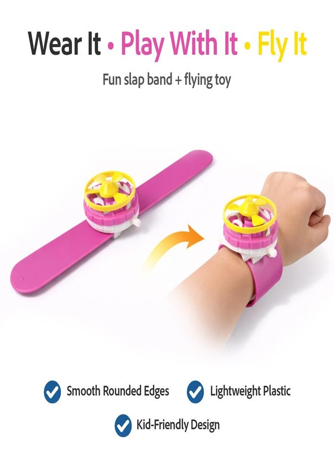 KolorFish Indoor Outdoor Play Spinning and Flying Disc Slap Wristband Disc Launcher Slap Band with Frisbee Toys for Kids (Pink) - Image 3
