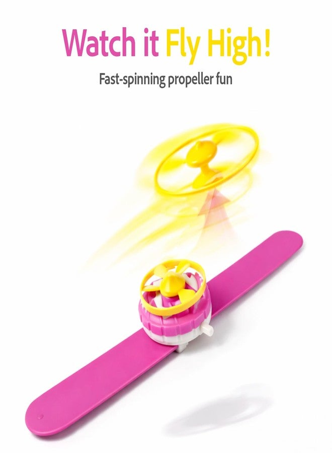 KolorFish Indoor Outdoor Play Spinning and Flying Disc Slap Wristband Disc Launcher Slap Band with Frisbee Toys for Kids (Pink) - Image 2