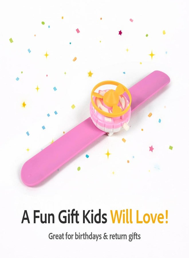 KolorFish Indoor Outdoor Play Spinning and Flying Disc Slap Wristband Disc Launcher Slap Band with Frisbee Toys for Kids (Pink) - Image 4
