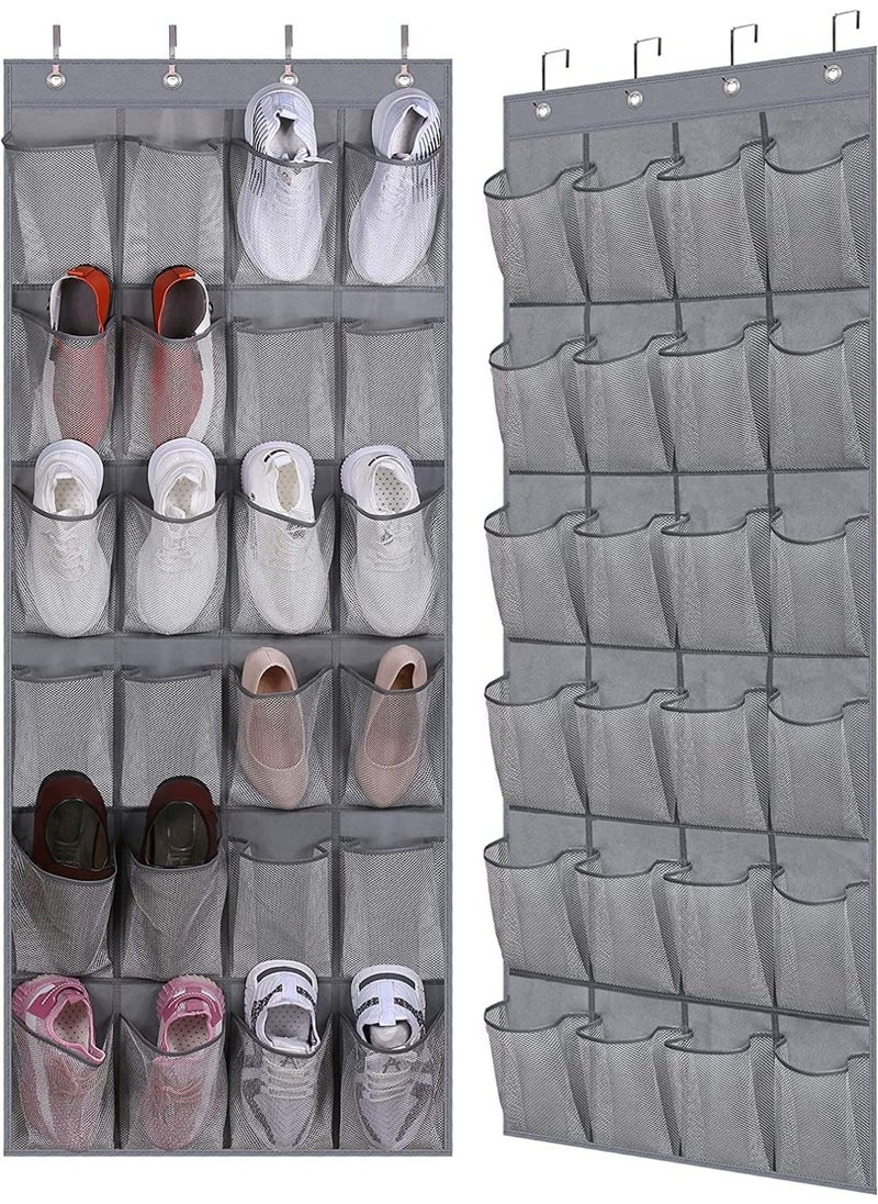 Pritzker Over The Door Breathable Mesh Large 24 Pocket Shoe Organizer, Wall Hanging Bag Storage Closet Rack Holds Up to 40 Pounds, Sturdy Hooks, Space Saving, Over Door Shoe Organizer Hanging Shelf  - Image 1