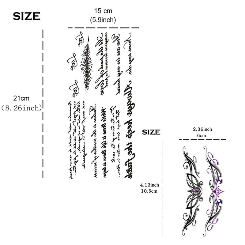 Yesallwas 6 Sheets word temporary tattoos unisex,Waterproof long lasting Fake Tattoos Stickers for for kids girls teens Cool body Art Black Character Tattoo - Image 3