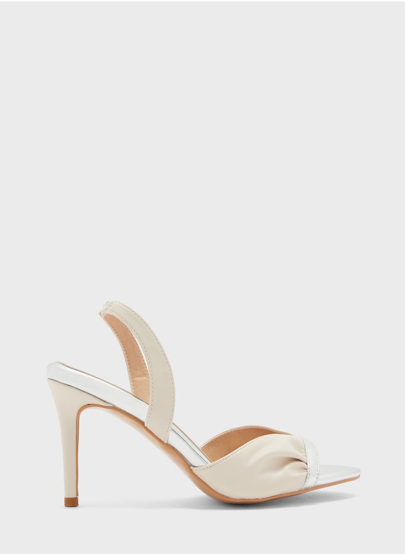 Khizana - V Detail Metallic Trim Slingback Sandal - Image 1