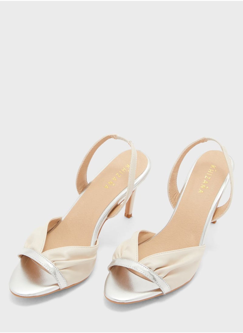 Khizana - V Detail Metallic Trim Slingback Sandal - Image 1