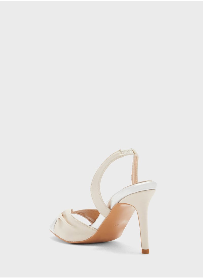 Khizana - V Detail Metallic Trim Slingback Sandal - Image 1