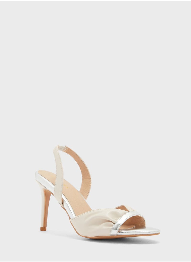 Khizana - V Detail Metallic Trim Slingback Sandal - Image 1