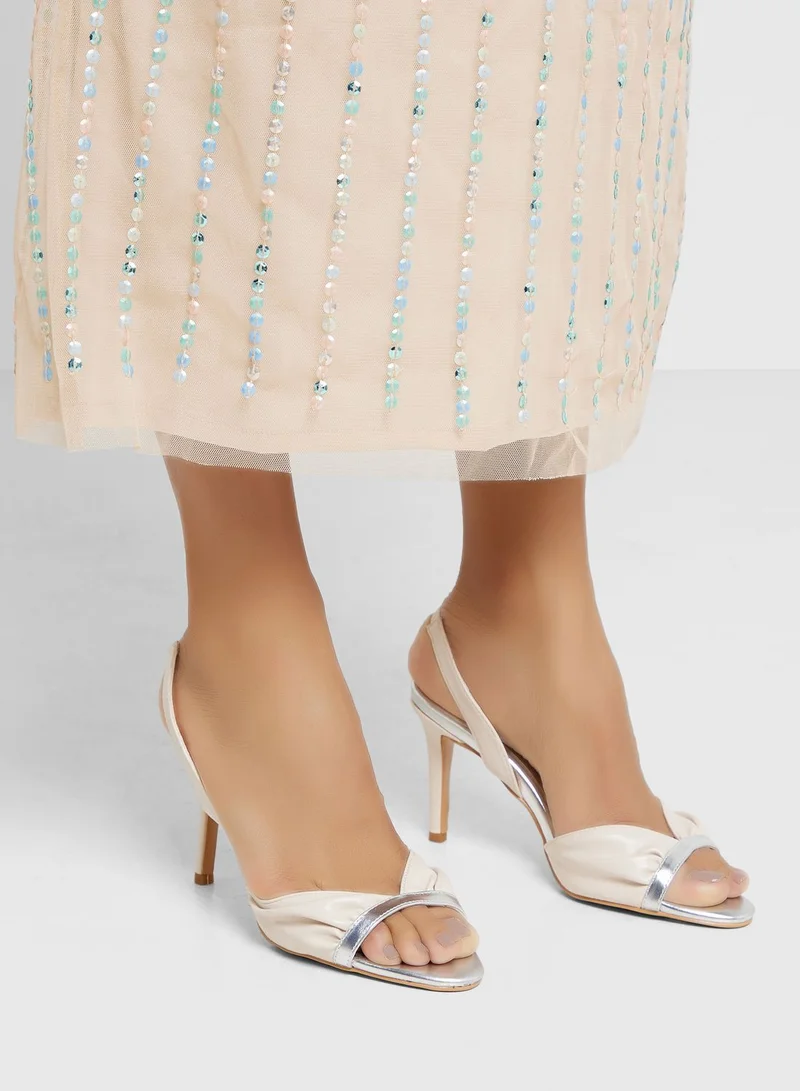 Khizana V Detail Metallic Trim Slingback Sandal