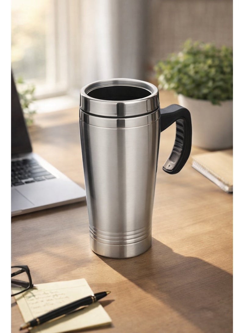 Earss Stainless Steel Thermal Vacuum Insulated Coffee Mug with Sipper Lid – Leakproof Travel Cup for Hot & Cold Beverages – 450 ML - Reusable, Durable, and Spill-Resistant Tumbler - Image 2