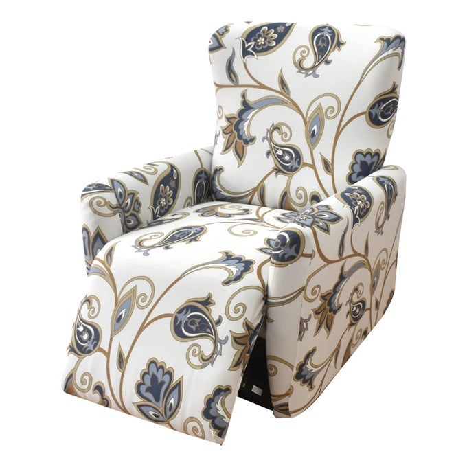 STRETCH RECLINER COVER 4PIECES 1 SEAT RECLINER CHAIR SLIPCOVERS PRINTED FALLON COLLECTION SLIPCOVER RECLINER LAZY BOY FURNITURE PROTECTOR FOR LIVING ROOM01