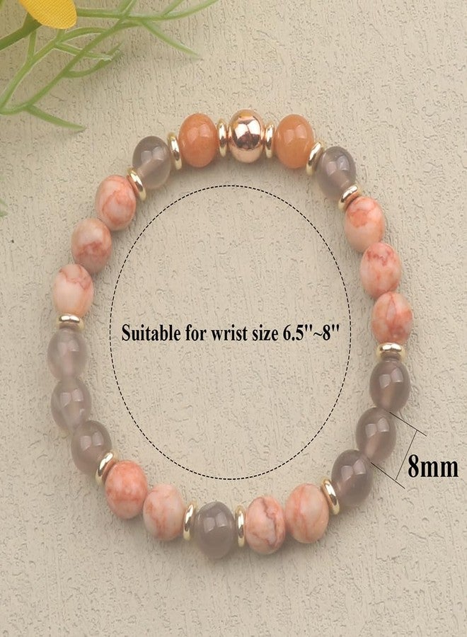 KSQS Healing Stone Bead Bracelet for Women, Natural Gemstones Balance Protection Bracelet, Spiritual Crystal Beads Bracelet Anxiety Relief with Meaning Card, 7.3 inches, Stone, stone - Image 2