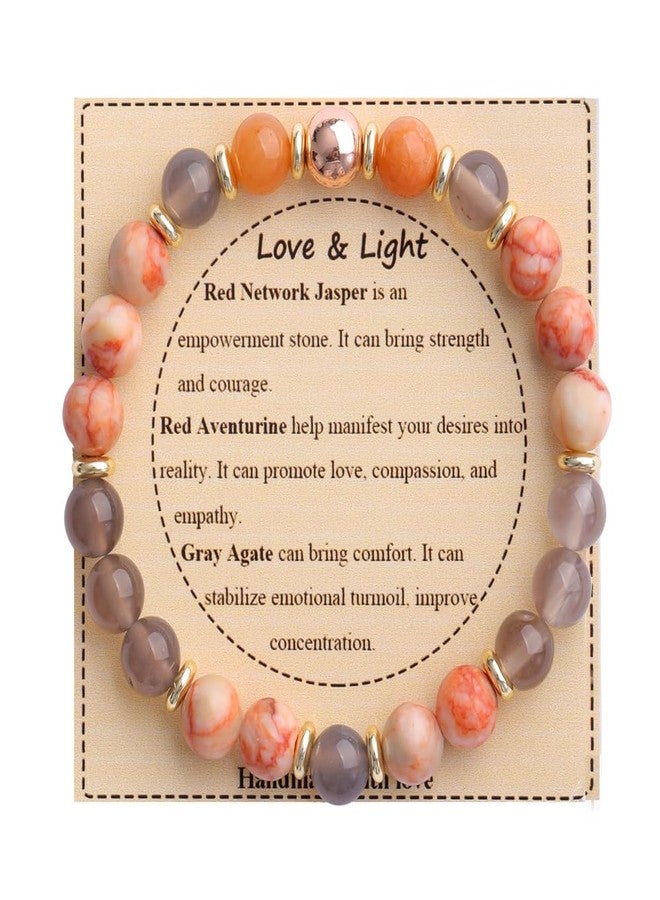 KSQS Healing Stone Bead Bracelet for Women, Natural Gemstones Balance Protection Bracelet, Spiritual Crystal Beads Bracelet Anxiety Relief with Meaning Card, 7.3 inches, Stone, stone - Image 1