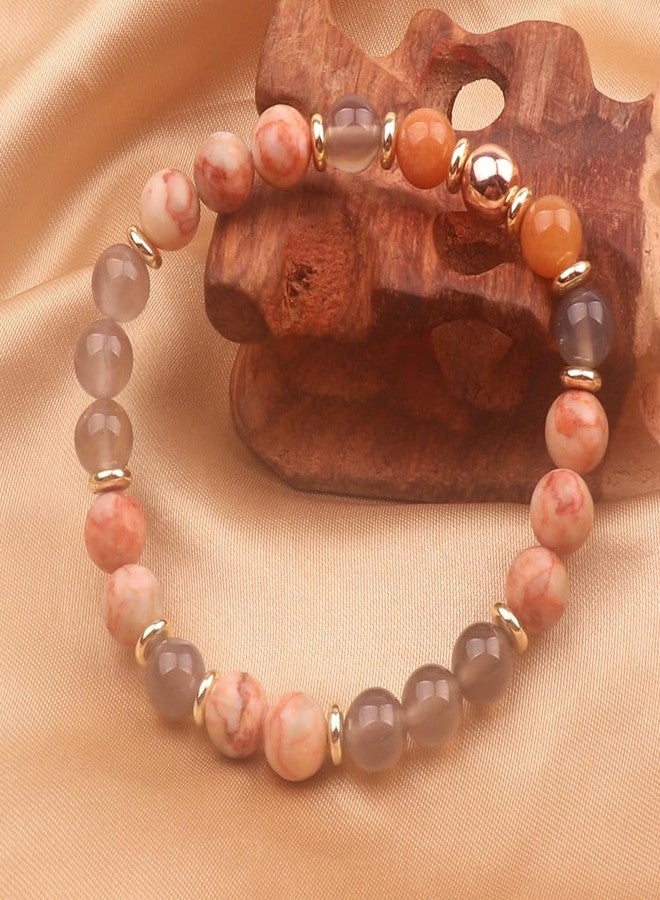 KSQS Healing Stone Bead Bracelet for Women, Natural Gemstones Balance Protection Bracelet, Spiritual Crystal Beads Bracelet Anxiety Relief with Meaning Card, 7.3 inches, Stone, stone - Image 4