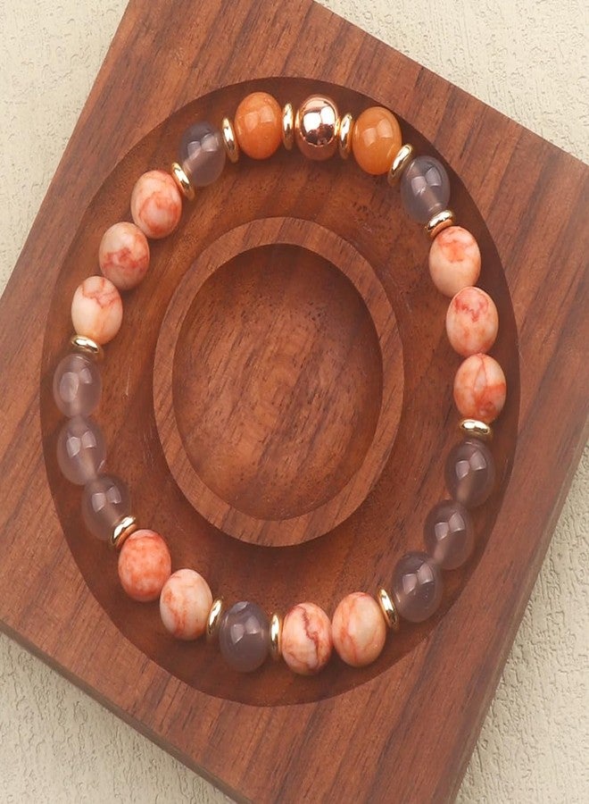 KSQS Healing Stone Bead Bracelet for Women, Natural Gemstones Balance Protection Bracelet, Spiritual Crystal Beads Bracelet Anxiety Relief with Meaning Card, 7.3 inches, Stone, stone - Image 3