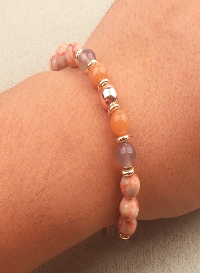 KSQS Healing Stone Bead Bracelet for Women, Natural Gemstones Balance Protection Bracelet, Spiritual Crystal Beads Bracelet Anxiety Relief with Meaning Card, 7.3 inches, Stone, stone - Image 5