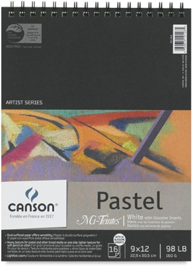 Canson MiTeintes Spiral Pad  9 x 12 White Paper Sheets with Slipsheets 16 Sheets