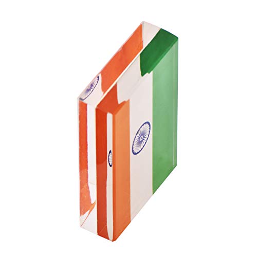 CARIZO Tricolor Indian Flag Acrylic Paper Weight, Elegant Desk Decor, Patriotic Office Accessory, National Pride Souvenir, Durable Acrylic Build, 1 Pack - Image 3