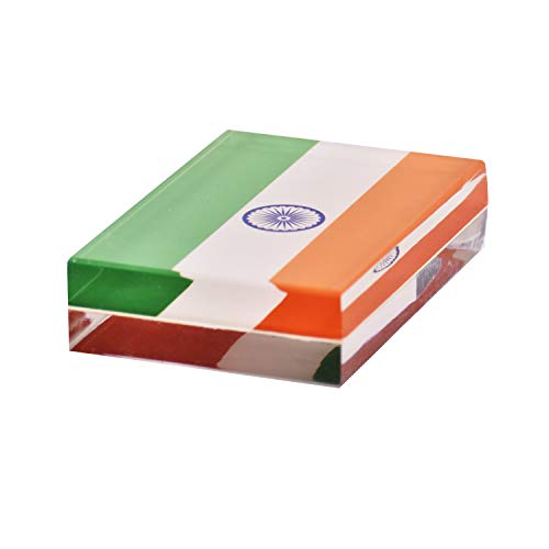 CARIZO Tricolor Indian Flag Acrylic Paper Weight, Elegant Desk Decor, Patriotic Office Accessory, National Pride Souvenir, Durable Acrylic Build, 1 Pack - Image 2