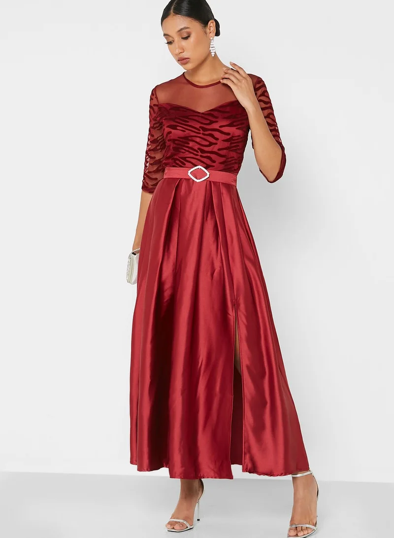 Khizana Belted Satin Dress