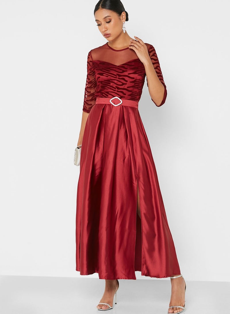 Khizana Belted Satin Dress  - Image 4