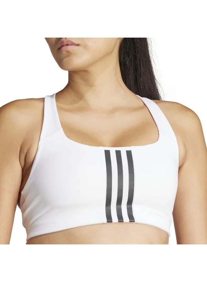 Adidas White Powerimpact Training Medium-Support 3-Stripes Bra for Women | Best Price UAE