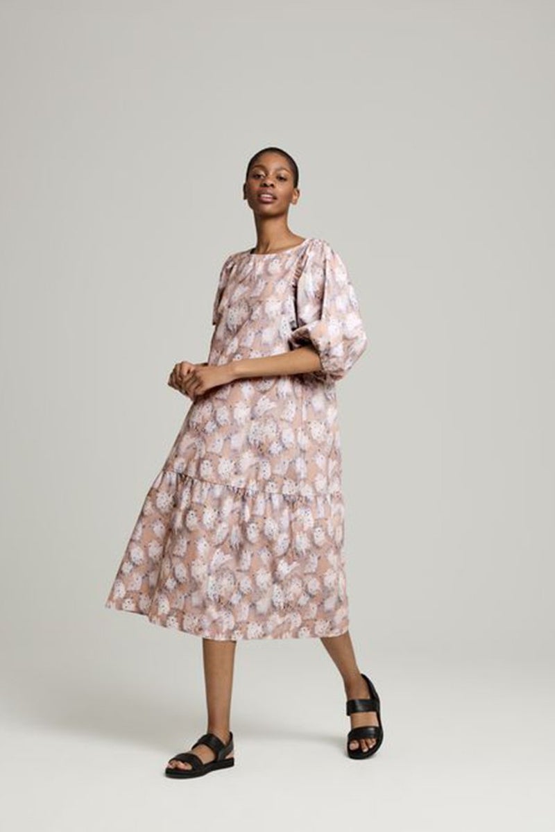 Tchibo Women Allover Print Balloon Sleeve Midi Dress, Multicolor - Image 1