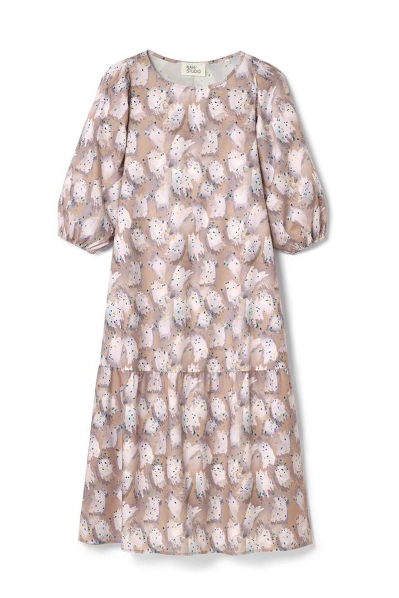 Tchibo Women Allover Print Balloon Sleeve Midi Dress, Multicolor - Image 2