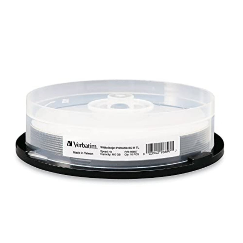 BD-R XL 100 جيجابايت 4X للنسخ الاحتياطي الأرشيفي، بولي كربونات، أبيض، نفث الحبر وقابل للطباعة على المحور، حزمة مغزل مكونة من 10 - Image 1