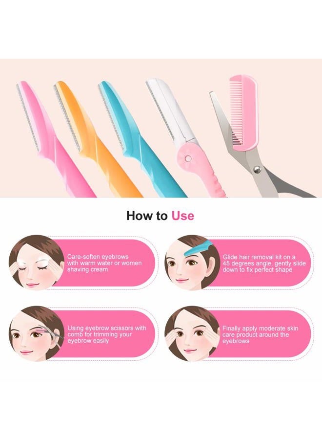 Molisaka 12 Pcs Eyebrow Razor, Face Razors for Women, Exfoliating Eyebrow Trimmers, Eyebrow Grooming Shaper for Women Face, Peach Fuzz, Hair Removal, Facial Razors for Women Face Dermaplane Glow Razor - Image 5