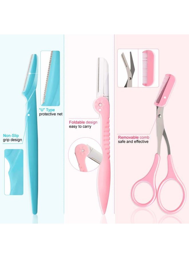 Molisaka 12 Pcs Eyebrow Razor, Face Razors for Women, Exfoliating Eyebrow Trimmers, Eyebrow Grooming Shaper for Women Face, Peach Fuzz, Hair Removal, Facial Razors for Women Face Dermaplane Glow Razor - Image 2
