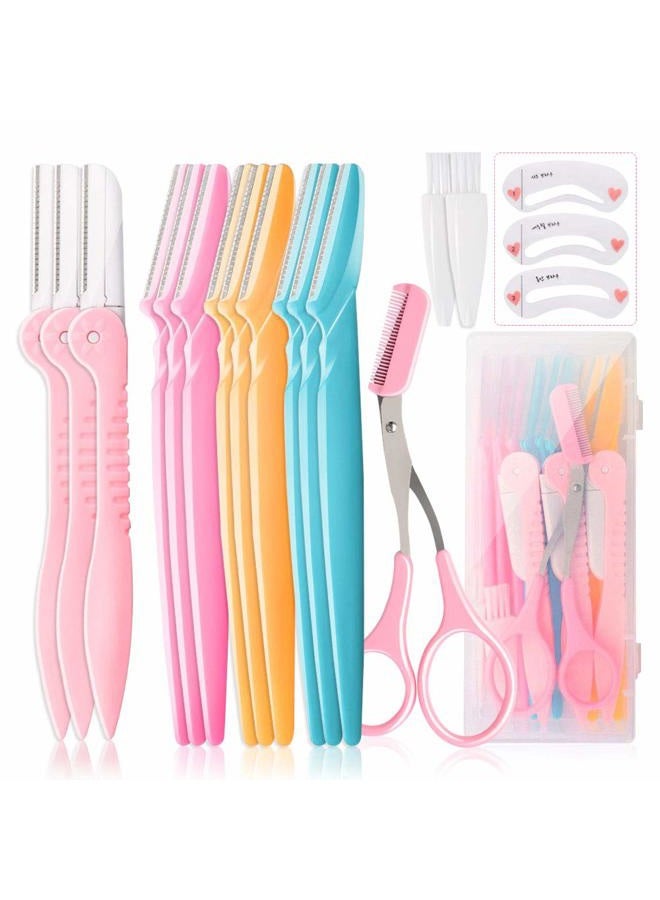 Molisaka 12 Pcs Eyebrow Razor, Face Razors for Women, Exfoliating Eyebrow Trimmers, Eyebrow Grooming Shaper for Women Face, Peach Fuzz, Hair Removal, Facial Razors for Women Face Dermaplane Glow Razor - Image 1